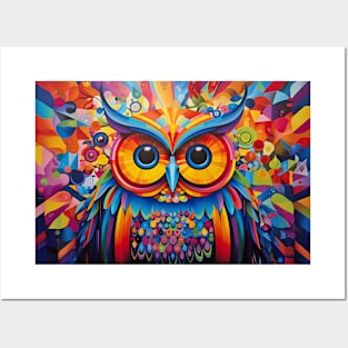 Owl Animal Bird Portrait Colorful Painting Posters and Art